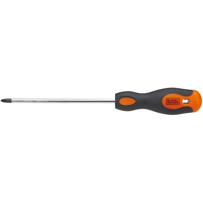 BLACK+DECKER PH2 x 150mm Chrome Vanadium Phillips Screwdriver | Magnetic Tip Long-Reach Bi-Material Soft Grip Fastening Tool | BDHT62297