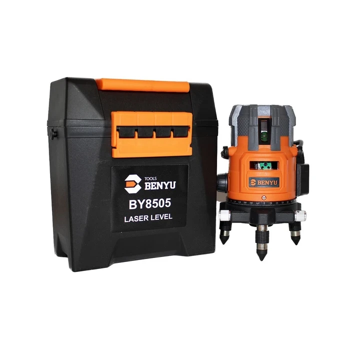 Benyu 5-Lines Green Beam Self-Leveling Laser Level | High-Visibility OSRAM Diode Touch-Panel Optical Instrument with Tripod | Benyu Series - BY8505