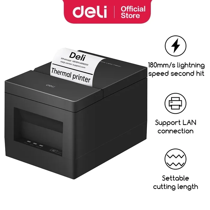 Deli LAN Wired Network High Speed Direct Thermal POS Bill Billing 3" Cash Drawer Trigger Receipt Printer E801PN