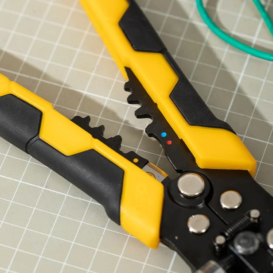 Deli Multi-Function Wire Stripper 0.2-6mm² Capacity with 3-in-1 Stripping, Cutting & 4P/6P/8P Crimping Functions (Yellow/Black) | EDL2018