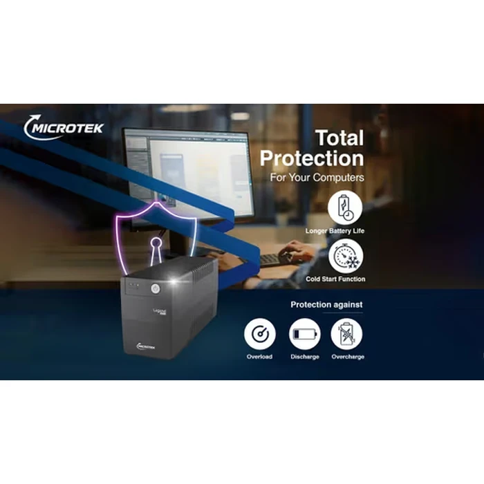 Microtek Line Interactive UPS 650VA/360W | Microprocessor Control with Boost & Buck AVR Voltage Stabilization & Auto Restart | Desktop Power Backup | Legend 650