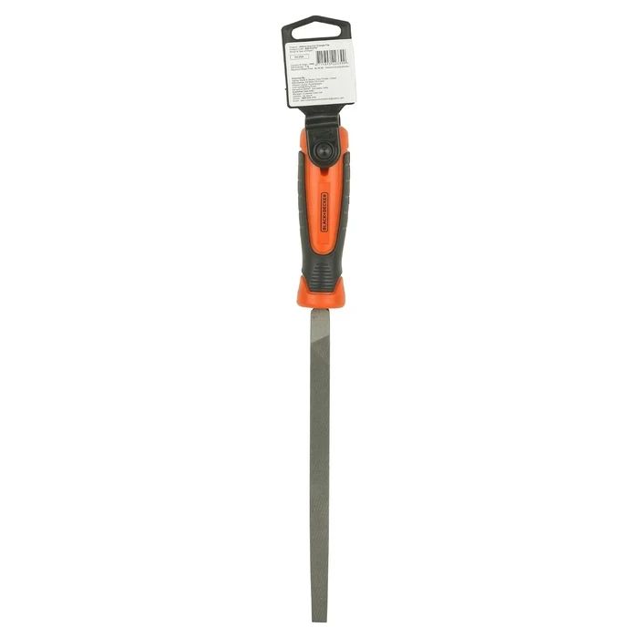 BLACK+DECKER 200mm (8") High-Carbon Steel Triangular Hand File | 60° Angle Three-Square Saw Sharpening & Deburring Tool | BDHT22147