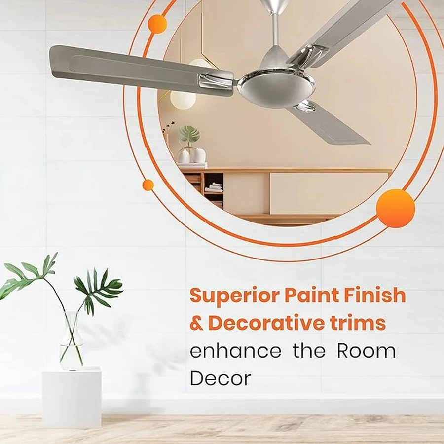 Orient Gratia Shine Ceiling Fan 70 Watts | Anti-Dust Design | 370 RPM | Aluminium Blades | Topaz Gold & Silky Silver