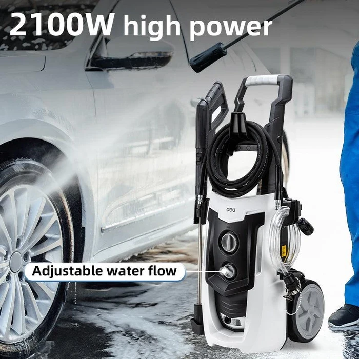 Deli 2100W Professional 160 Bar High Pressure Washer | Heavy-Duty Copper Coil Pump Jet Cleaner with 7.8L/min Flow, Auto-Stop Function & 8M Hose | EDL882104