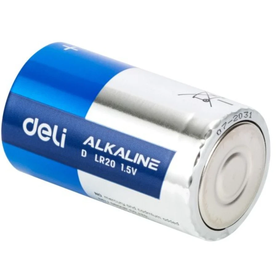 Deli D LR20 1.5V Long-Lasting Alkaline Battery (2-Pack) | 10-Year Shelf Life & Leakproof Eco-Friendly Power for Flashlights & Geysers | E82910