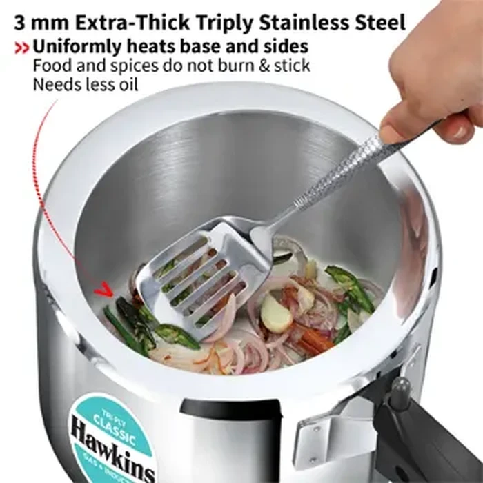 Hawkins Classic 3L Tall Tri-Ply Stainless Steel Pressure Cooker | Wider Mouth, 3mm Extra-Thick Heat Diffusing Body | Gas & Induction Friendly | Model SSTCL3T