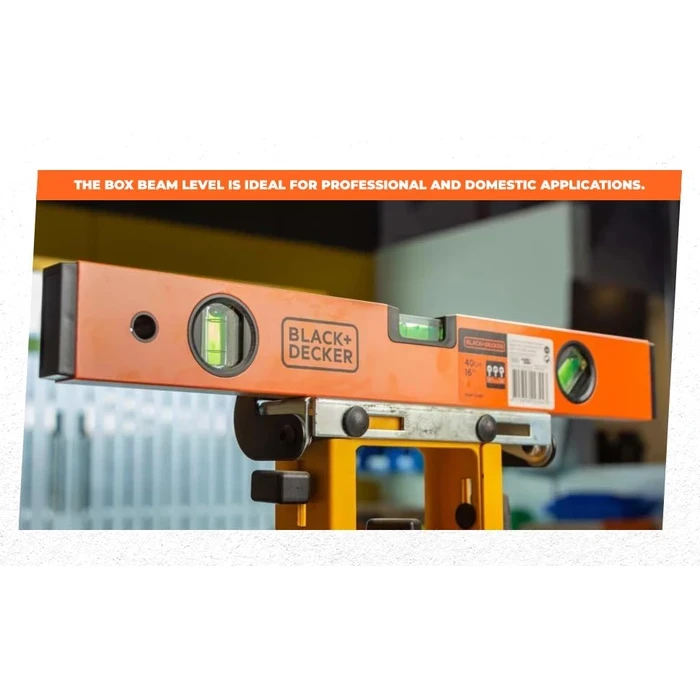 BLACK+DECKER Heavy-Duty Aluminium Box Beam Spirit Level Set (400mm, 600mm, 1000mm) | High-Visibility Magnified Block & Plumb Vials | BDHT43188 / BDHT43189 / BDHT43190