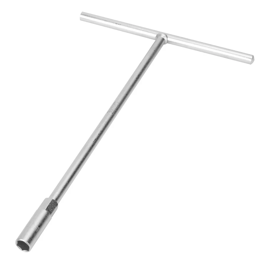 Deli 10mm Professional CR-V Steel T-Handle Socket Wrench | Heavy-Duty 6-Point Deep-Reach High-Leverage Fastening Tool with Mirror Chrome Finish | EDL10 (Silver)