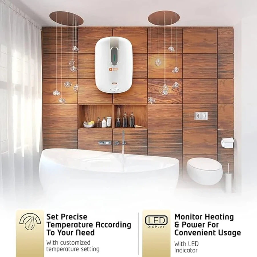 Orient New Glazio Water Heater | 10L, 15L & 25L Capacity | 4-Star Rated | 2000W | 8 Bar Pressure | Glassline Tank | White-Grey