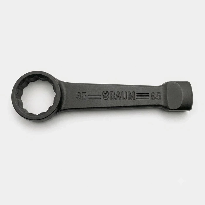 Baum Chrome Vanadium Steel Hardened & Tempered Black Phosphated Industrial Heavy Duty Striking Slogging Ring End Wrench Spanner Art-66B