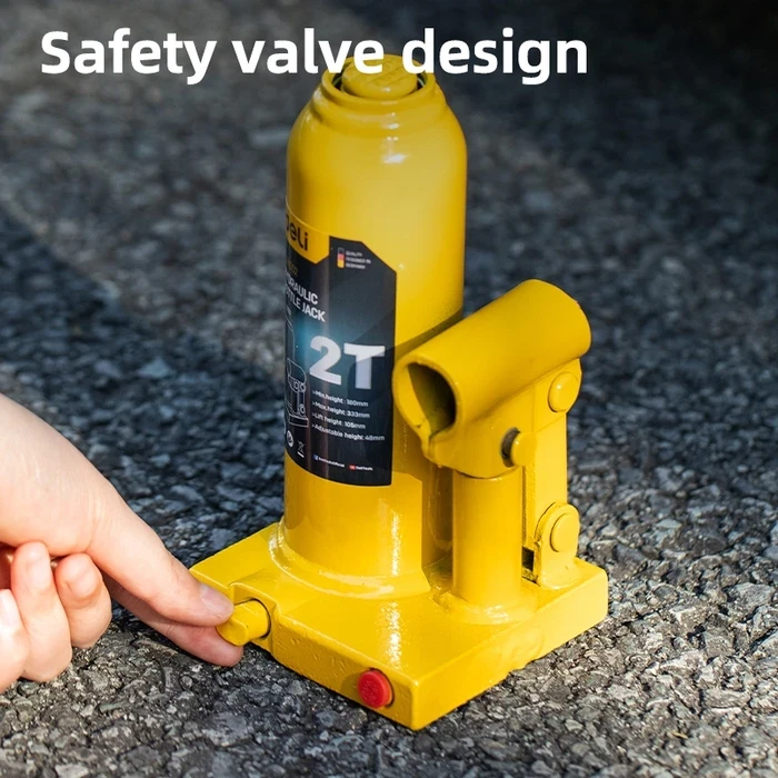 Deli Tools 2-Ton Hydraulic Bottle Jack | Heavy-Duty Welded Auto Lift with Safety Valve (180mm - 333mm) | EDQ71002