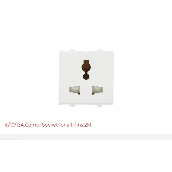 Panasonic 13A/10A/6A 2M All-Pin Universal Combi Socket | Flame-Retardant Polycarbonate | WIPM1172
