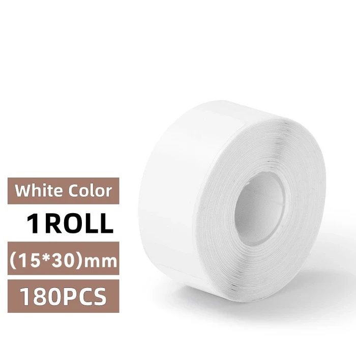 Deli Direct Thermal Pre-Cut Label Sticker Roll | 15x30mm White Water-Resistant Media Tape for ES440 Pocket Printer | 180 Labels | QH11