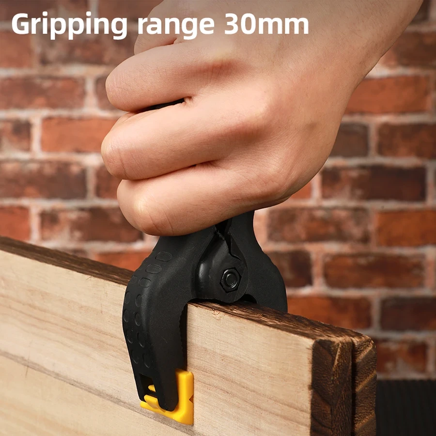 Deli Heavy Duty Spring Clamp 4" Max 30mm Clamping Diameter Durable Nylon Body & Quick Release Action for DIY, Crafts & Light Holding (Yellow/Black) | EDL110004-2S