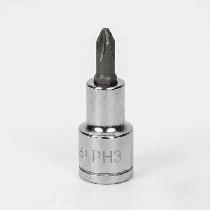 Baum 1/2" Drive Phillips Cross-Recess Chrome Vanadium Steel Matte Double Chrome Plated Heavy Duty Screwdriver Bit Socket Art-402