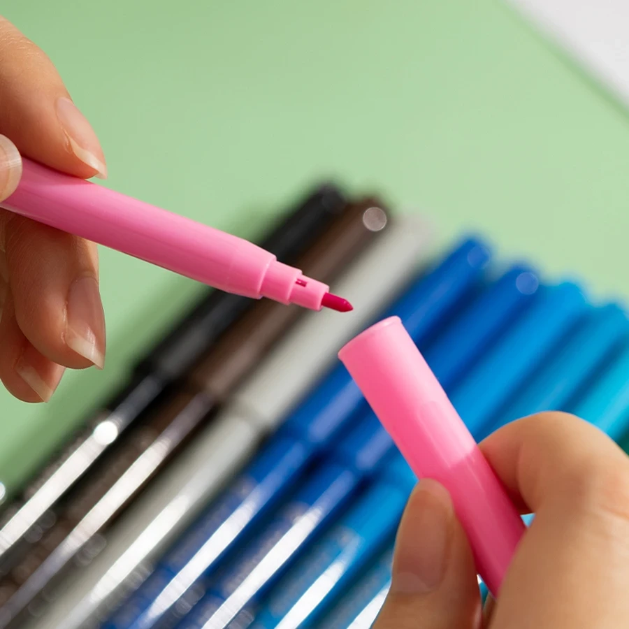 Deli ColoRun 24-Color Washable Felt Tip Markers | 1.0mm Fiber Tip | Non-Toxic & Bright | EC10023