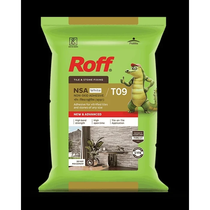 Dr. Fixit Roff T09 Non-Skid Polymer-Modified White Tile Adhesive Powder Bag for Tiles & Stone | 20 Kg