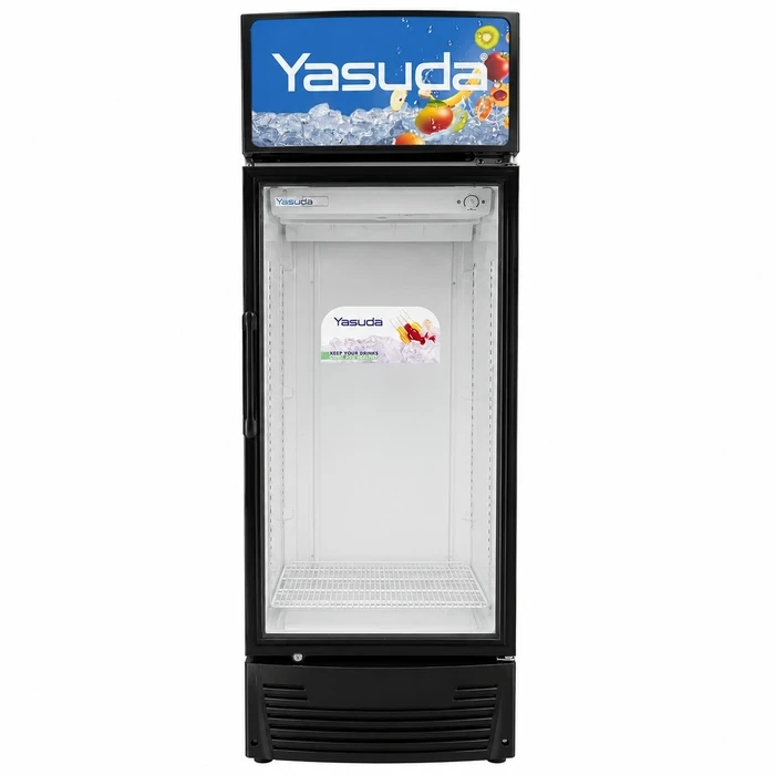 Yasuda Commercial Upright Beverage Cooler | 250L Direct Cool Fan-Assist Glass Door Merchandiser | A++ Energy Saving Tropical Compressor Showcase | Premium Black | YS-SCA250