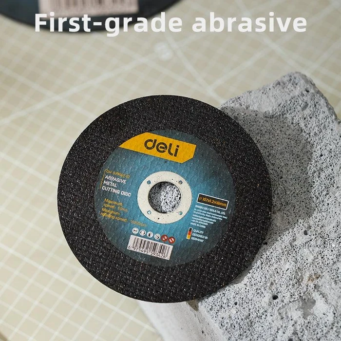 Deli Tools 107mm Abrasive Metal Cutting Disc | Ultra-Slim 1.2mm Kerf Core Thin-Cutoff Wheel for Steel & Rebar (16mm Bore) | EDH-SZP107-E1