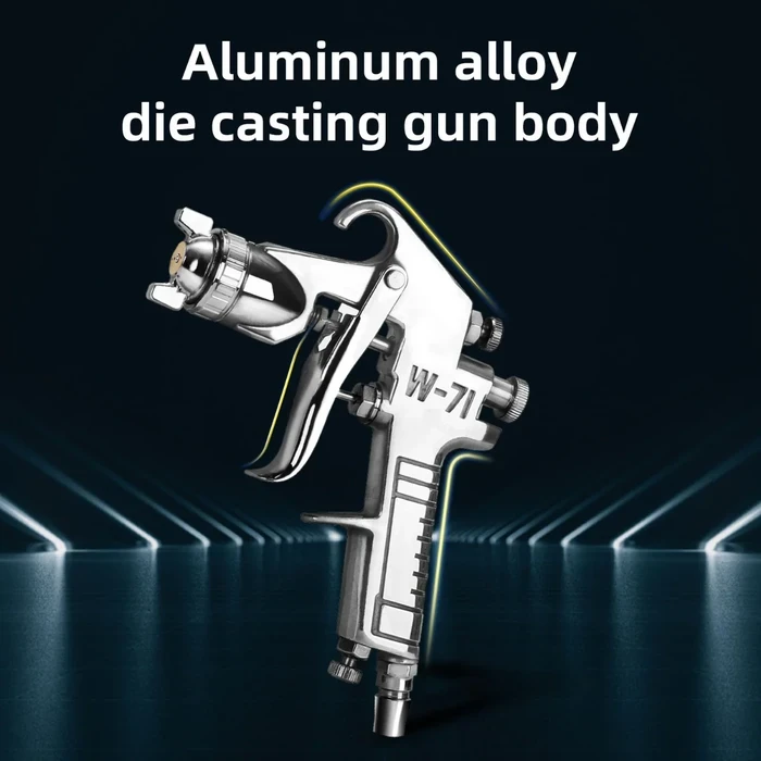 Deli 400CC Pneumatic Air Spray Gun | Premium Die-Cast Aluminum Body with 1.5mm Stainless Steel Nozzle & Copper Atomizing Cap for Steel Structures | EDL-QPQ-W71G