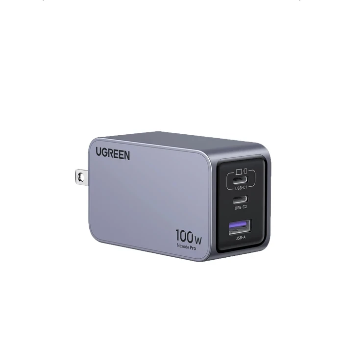 UGREEN Nexode Pro 100W 3-Port GaN Fast Charger | 2x USB-C & 1x USB-A PD 3.0 / PPS Ultra-Slim High-Speed Power Adapter (US Plug) | Nexode Pro Series