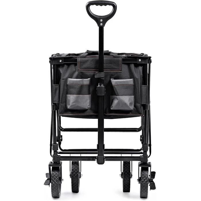 BLACK+DECKER 80kg Heavy-Duty Collapsible Folding Outdoor Wagon Cart | All-Terrain 360° Swivel Wheels with Brakes & Telescopic Handle | BDCWBK01-XJ