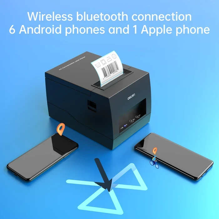 DELI 3.0" Dual-Mode Direct Thermal Receipt & Barcode Label Printer | 90mm/s 203 DPI USB & Bluetooth Desktop POS Machine | E886BW