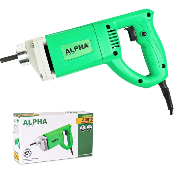 Alpha Concrete Vibrator with 1.5 Mtr Needle 650W | 13,000 VPM High-Frequency Industrial Air-Bubble Consolidation Motor | A9010