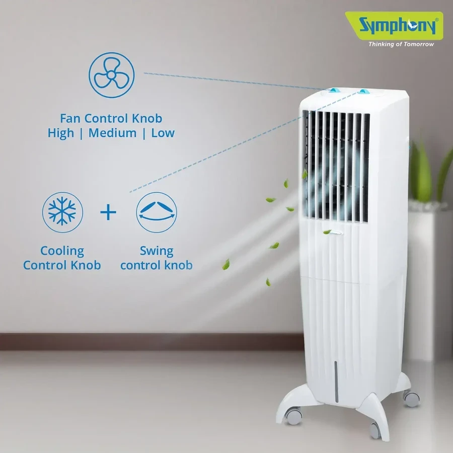 Symphony Diet 35T Tower Air Cooler | 35L Tank | High-Efficiency Honeycomb Pads | 165W Energy Saving