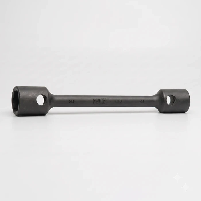 BAUM Heavy-Duty Long Two-Way Wheel Wrench | Premium Forged Chrome Vanadium Elliptical Truck Spanner with Black Phosphated Armor | Model ART 252A LONG