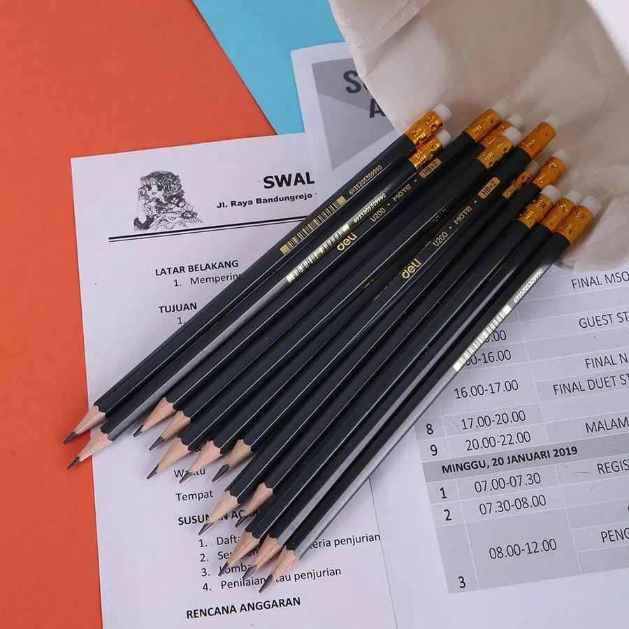 Deli Professional Intense Black Graphite Pencil | Softened Basswood & PVC-Free Eraser | EU20000