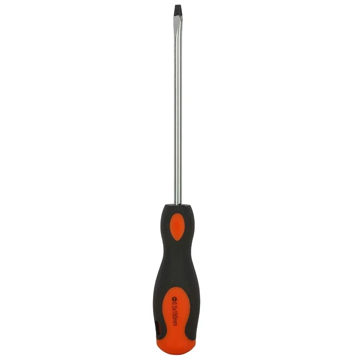 BLACK+DECKER 6.5 x 150mm Alloy Steel Standard Slotted Flathead Screwdriver | Long-Reach High-Torque Ergonomic Fastening Tool | BDHT62299
