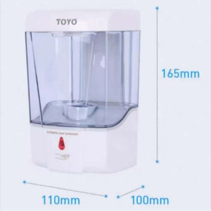 TOYO 600ml Automatic Touchless Soap Dispenser | Electronic Infrared Sensor Precision Droplet Valve | Virgin ABS Wall-Mount Low-Battery LED Indicator | TOYO-1503