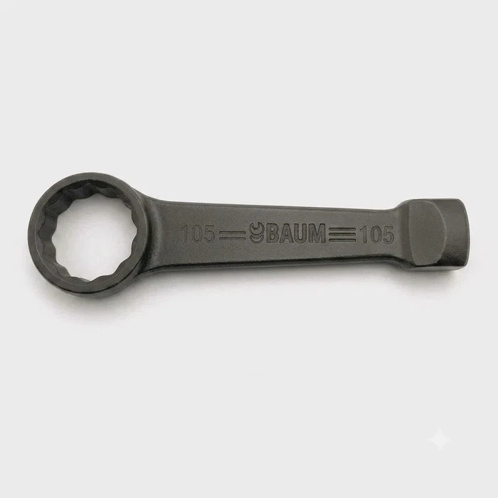 Baum Chrome Vanadium Steel Hardened & Tempered Black Phosphated Industrial Heavy Duty Striking Slogging Ring End Wrench Spanner Art-66B