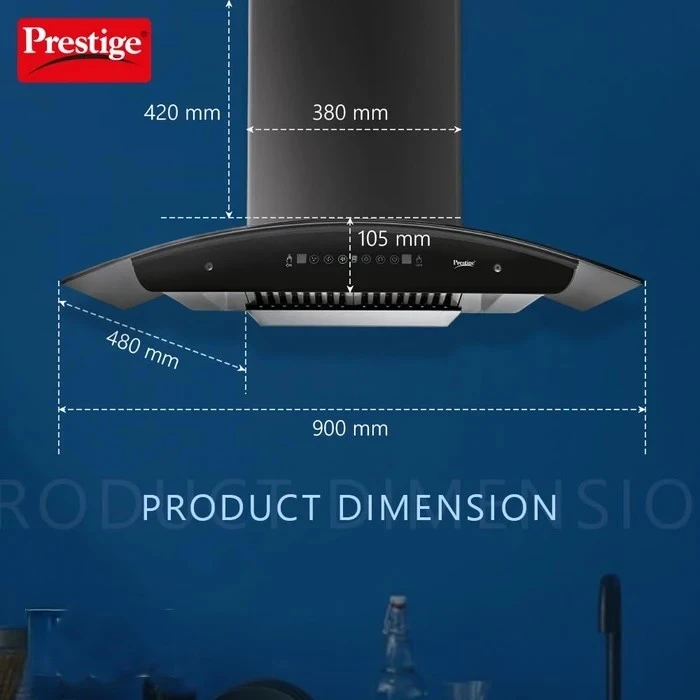 Prestige Oscar Plus SafeSense 900 IoT Kitchen Hood Chimney (90 cm / 1000 m³/hr) | Motion Sensor & Thermal Auto-Clean with Gas Leak Detector -  41841
