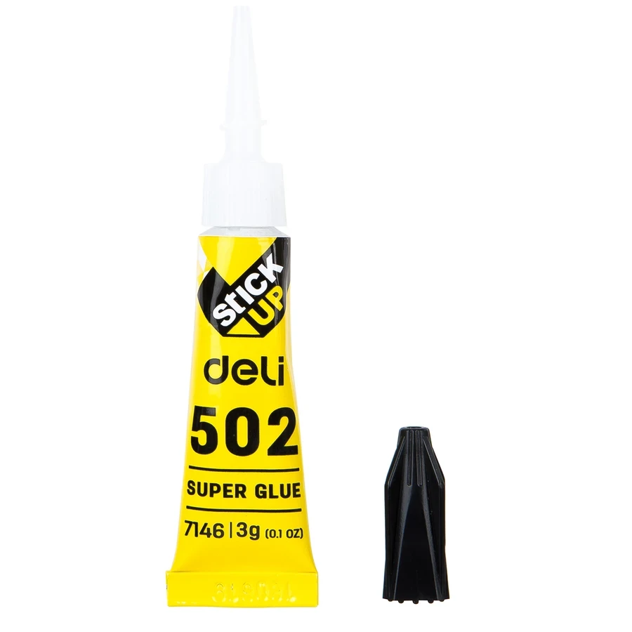 Deli Instant Dry Super Glue | 3g Cyanoacrylate Strong Multi-Surface Fast-Bonding Adhesive with Precision Aluminum Tip (Pack of 8 Pcs) | E7146