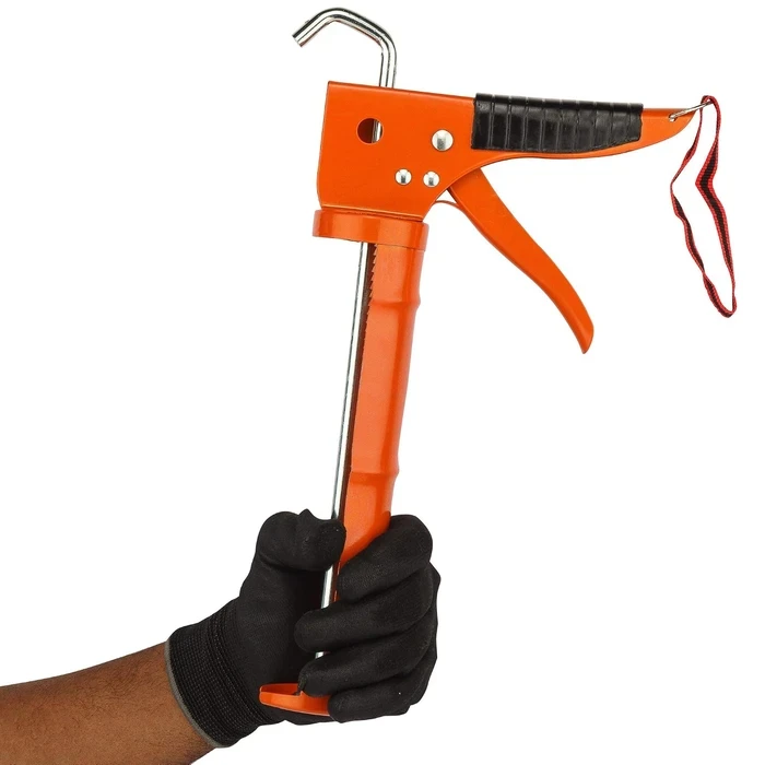 BLACK+DECKER 330mm Steel Half-Open Caulking & Silicone Sealant Gun | Smooth Pressure-Rod Anti-Fatigue Adhesive Dispenser | BDHT81570