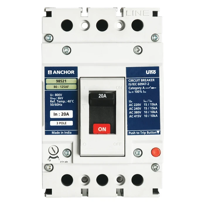 Anchor UNO B0 MCCB | 125A - 250A Range | 250AF 25kA | ATFM 3P & 4P Protection Logic