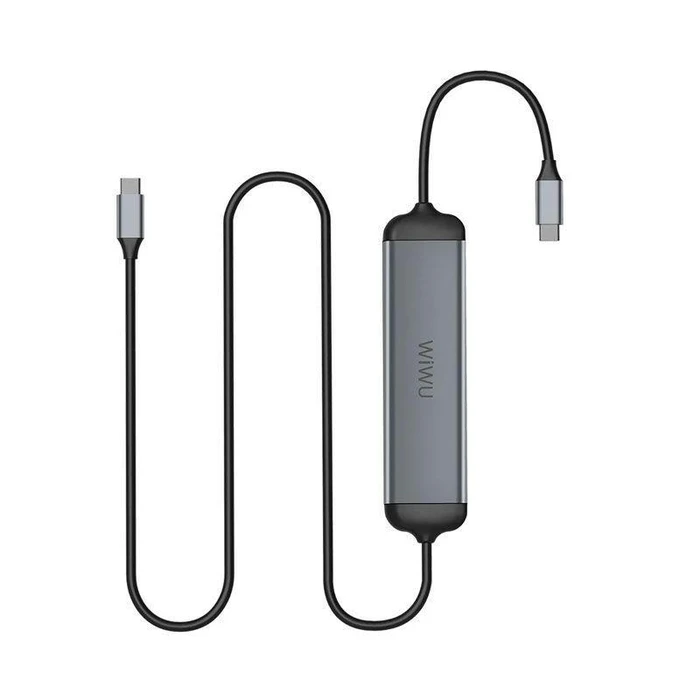 WIWU 8-in-1 USB-C Hub | Dual USB 3.0 & 4K HDMI Matrix | SD/TF Card Reader Logic | Grey | T9