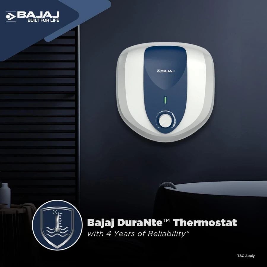 Bajaj 15L & 25L 5-Star Storage Water Heater Geyser | DuraAce Glassline Tank, VoltagePro & 8 Bar Pressure with Child Safety Mode | Armor Series Pentacle 150924 / 150925