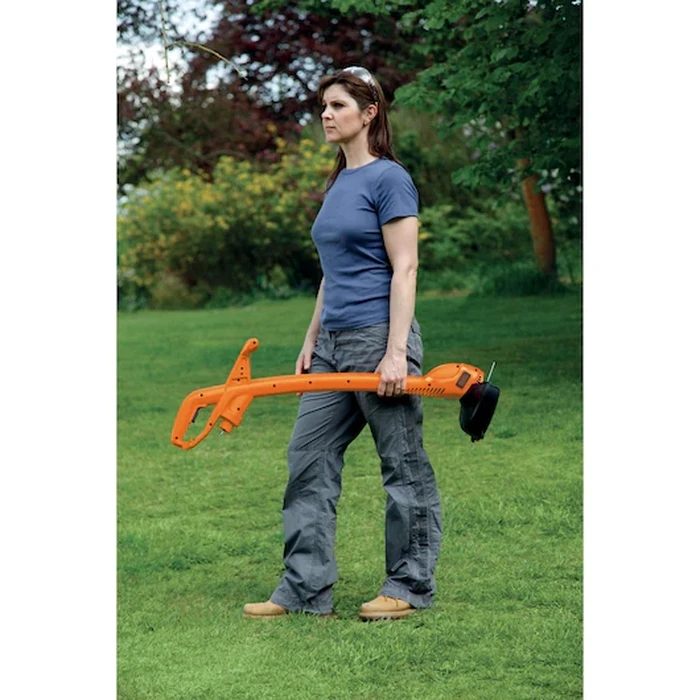 BLACK+DECKER 350W 25cm Corded Electric String Trimmer | 11,500 RPM Bump Feed Dual-Handle Grass & Weed Strimmer | GL360-B5