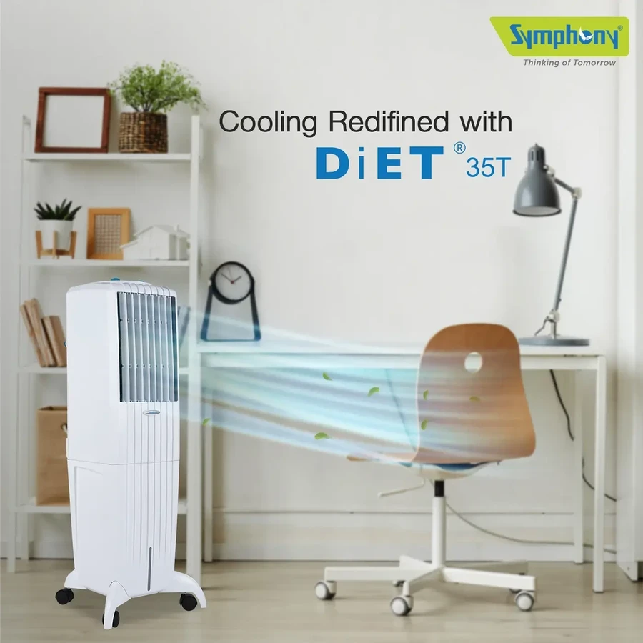 Symphony Diet 35T Tower Air Cooler | 35L Tank | High-Efficiency Honeycomb Pads | 165W Energy Saving