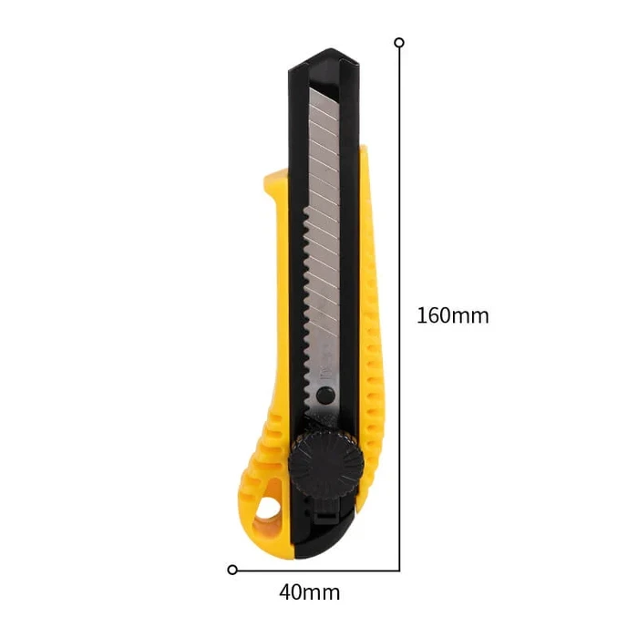 Deli 18mm x 100mm Snap-Off Blade Utility Knife | Ergonomic Retractable Box Cutter with Heavy-Duty Stainless Steel Slider Track | EDL003A / DL003A