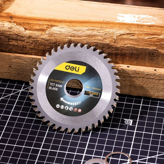 Deli Tools 110mm TCT Circular Saw Blade | 20T Multi-Material Wood, Plastic & Soft Metal Cutting Disc with 20mm to 5/8" Reducer Ring | EDH-MJP110-E1
