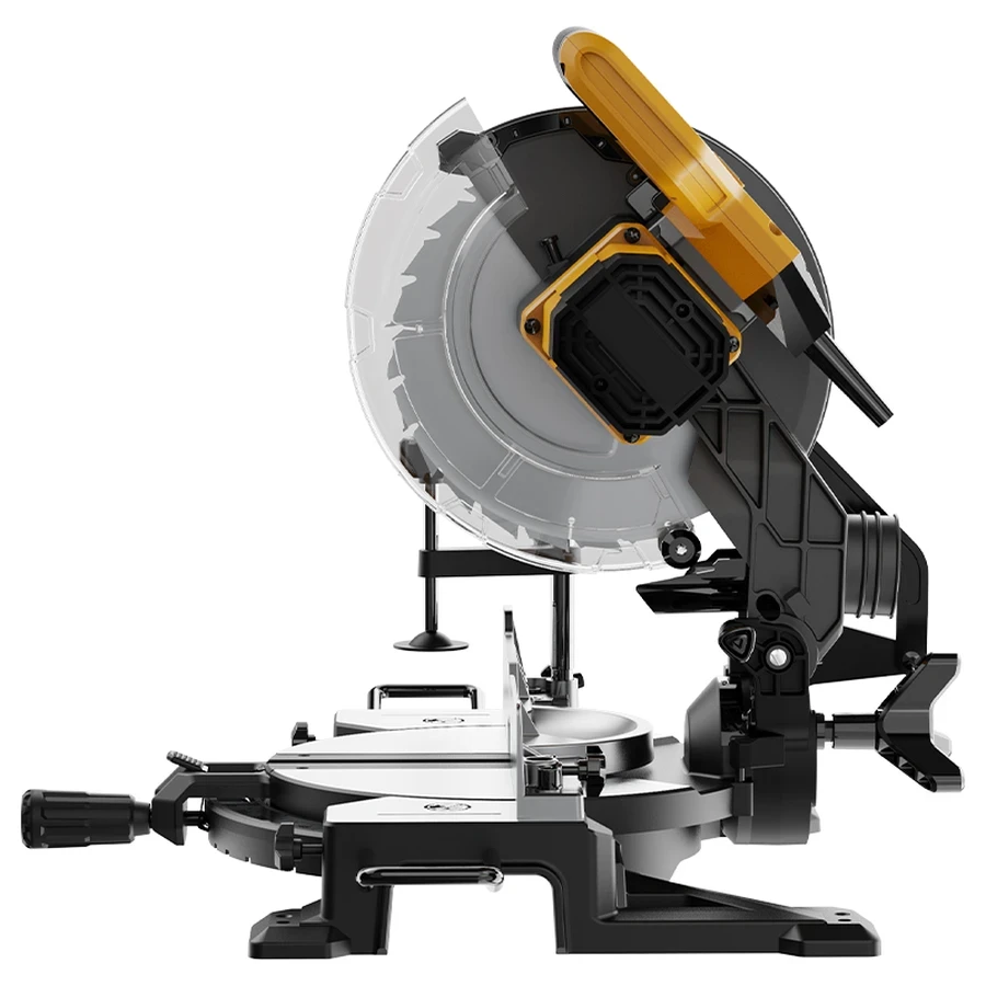 EDC574 Miter Saw 1800W - 255mm (10") Blade, 5000 RPM, 45° Miter & Bevel Cuts, Non-Slip Base for Wood and Aluminum (Yellow)