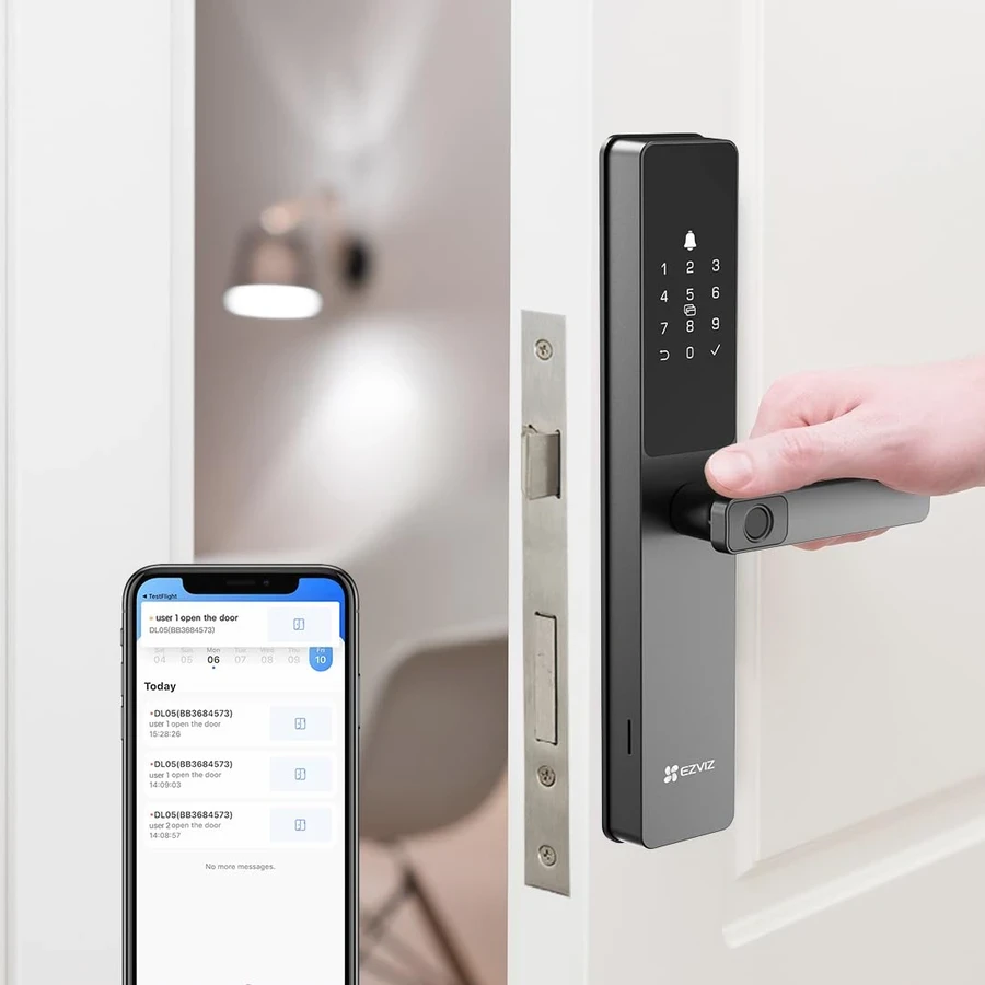 EZVIZ DL05 Smart Fingerprint Wi-Fi Door Lock (7-in-1 Keyless Entry, Aluminum Alloy, Metallic Grey) | CS-DL05-R100-WBCP-GR