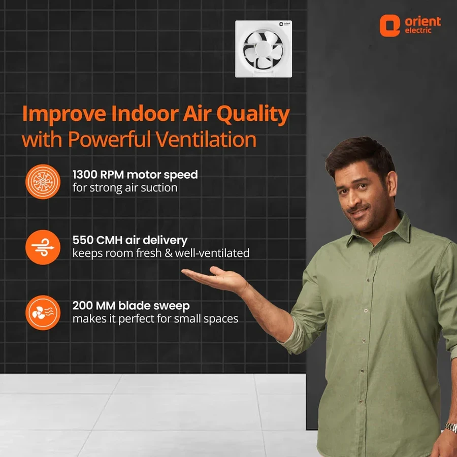 Orient UX Ductable 200 Exhaust Fan 8-inch | 40W Energy Efficient Motor | 550 CMH Air Delivery | 1300 RPM | White