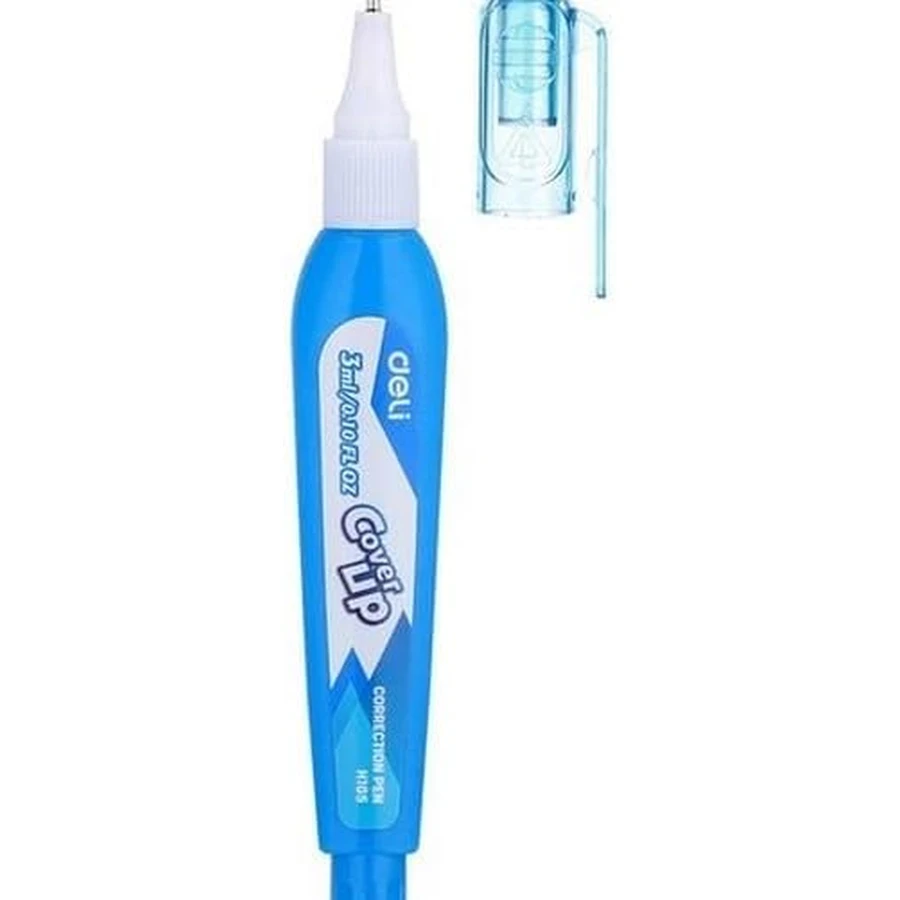 Deli Correction Pen | 18 Pcs Bulk Pack with Thin Precision Tip, Fast-Drying Titanium Dioxide Formula & Blue Body | EH10590