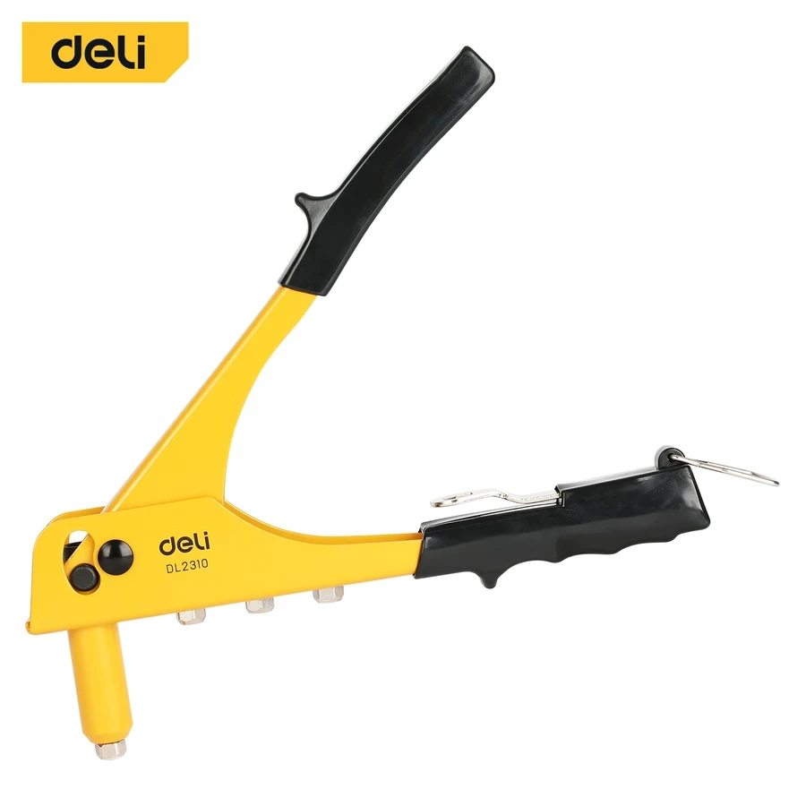 Deli 10" Professional 35CrMo Hand Riveter | Heavy-Duty Blind Rivet Gun with Chromium Molybdenum Nozzle & Auto-Return Force Spring | EDL2310