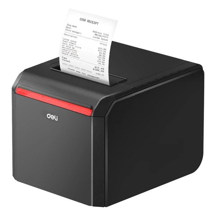 DELI 3.0" High-Speed Desktop Direct Thermal Receipt Printer | 300mm/s 203 DPI Auto Metal Cutter USB Serial & Cash Drawer Port | ES301